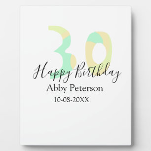 30. Geburtstag fett geschriebene Buchstaben Pastel Fotoplatte