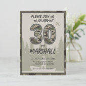 30. Geburtstag Fischer Camouflage Woodland Rustika Einladung (Stehend Vorderseite)