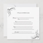 30. Geburtstag Floral Wirbel Schwarz & Weiß Einladung (Rückseite)
