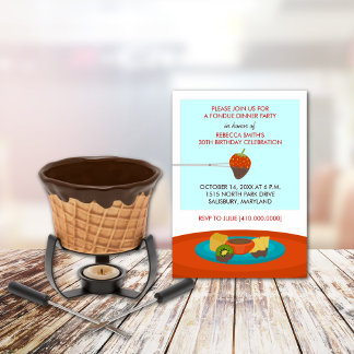 30. Geburtstag Fondue Abendessen Party Einladungen