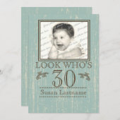 30. Geburtstag Foto aus Holz Einladung (Vorne/Hinten)