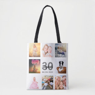 30. Geburtstag Foto Collage Frau weiß Tasche