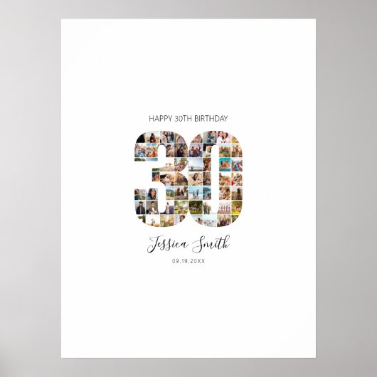 30. Geburtstag Foto Collage Gästebelung Poster (Vorne)
