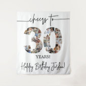 30. Geburtstag Foto-Collage Hintergrund groß Wandteppich (Vorderseite)