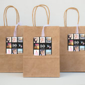 30. Geburtstag Foto Collage schwarze Monogramm Quadratischer Aufkleber