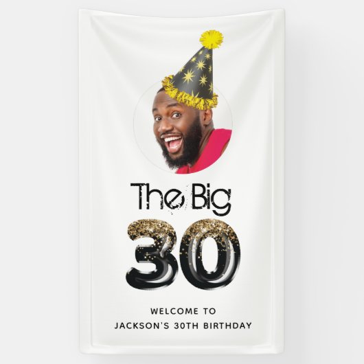 30. Geburtstag Foto Custom Modern Banner (Vertikal)