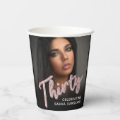 30. Geburtstag Foto Drehbuch Glitzer pink Pappbecher (Rückseite)