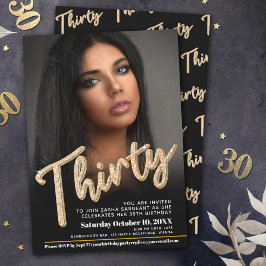 30. Geburtstag Foto-Drehbuch schwarzes Gold Einladung