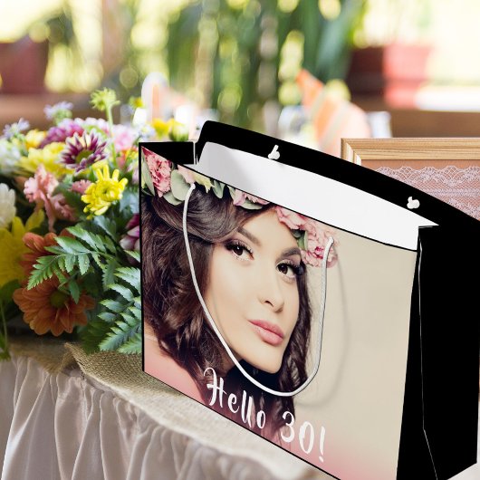 30. Geburtstag Foto hallo 30 schwarz Große Geschenktüte