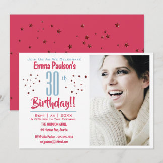 30. Geburtstag - Foto Party Einladung - Sterne