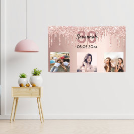 30. Geburtstag Foto Rose Gold Rosa Glitzer Banner