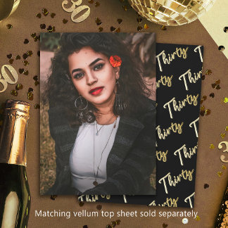 30. Geburtstag Foto schwarzer goldener Hintergrund Einladung