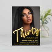 30. Geburtstag Foto-Skript Gold Folieneinladung (Stehend vorne)