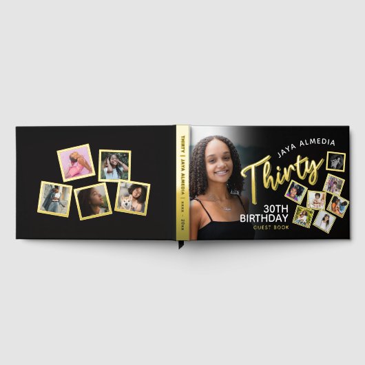 30. Geburtstag Fotos schwarzes Gold Gästebuch (Voll)