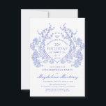 30. Geburtstag Französisches Vintages blaues Wappe Einladung<br><div class="desc">Ein elegantes französisches Vintages blühendes Wappen steht im Mittelpunkt der Bühne dieses zeitlosen Geburtstags. Verziert,  formell und sehr feminin macht jede Geburtstagsfrau ein ganz besonderes Gefühl. Die Party-Vorräte werden koordiniert.</div>
