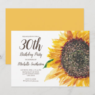30. Geburtstag Frauen Gelb Braun Sonnenblume Einladung