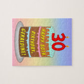 30. Geburtstag: Fun Cake and Candles + Individuell Puzzle (Horizontal)