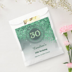 30. Geburtstag   Funkelnder grüner Goldglitter Geschenktütchen
