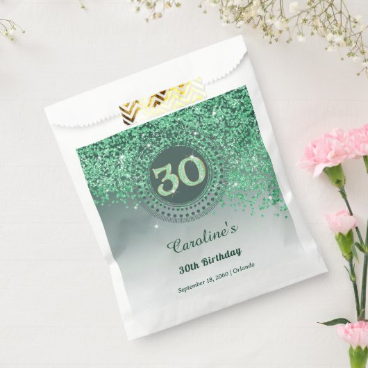 30. Geburtstag | Funkelnder grüner Goldglitter Geschenktütchen (Versiegelt)