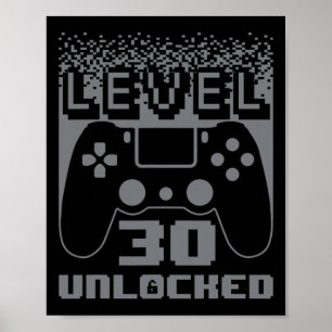 30. Geburtstag für Männer Level 30 Unlock Gamer 30 Poster
