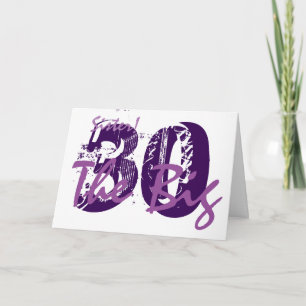 30. Geburtstag für Schwester, lila Text auf Weiß. Karte