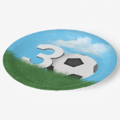 30. Geburtstag Fußball-Ball im Grünen Gras Pappteller (Schrägansicht)