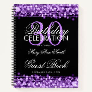30. Geburtstag Gästebuch Party Glitzern Lila Notizblock