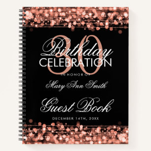 30. Geburtstag Gästebuch Party Glitzern Rose Gold Notizblock