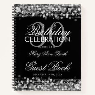 30. Geburtstag Gästebuch Party Glitzern Silver Notizblock