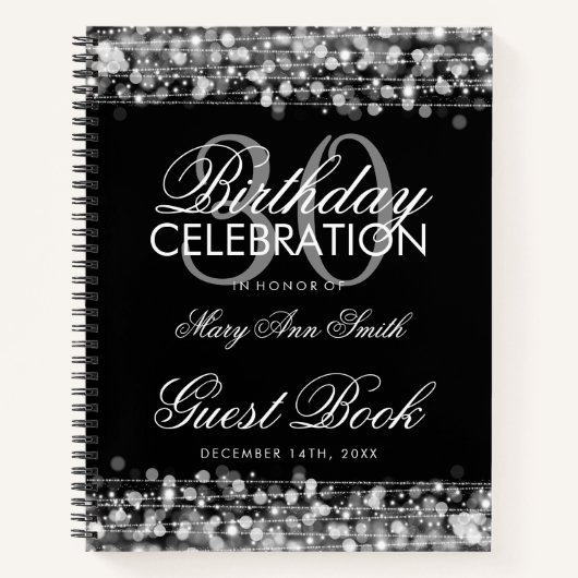 30. Geburtstag Gästebuch Party Glitzern Silver Notizblock (Vorderseite)