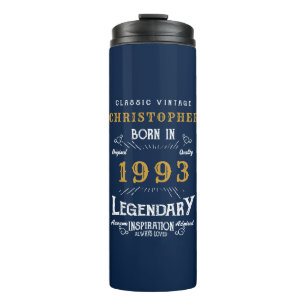 30. Geburtstag Geboren 1993 Legende Blau Gold Name Thermosbecher