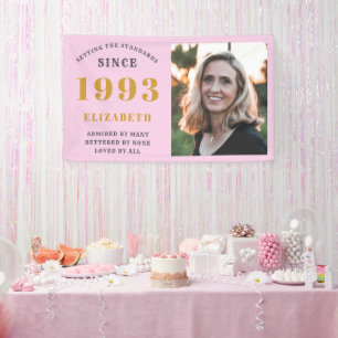 30. Geburtstag Geboren 1993 Name Rosa graues Foto  Banner