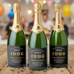 30. Geburtstag Geboren 1996 Name hinzufügen Schwar Schaumweinetikett