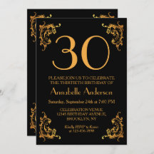 30. Geburtstag Glam Modern Gold Black Vintag Retro