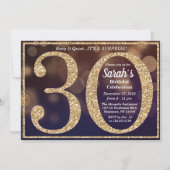 30. Geburtstag Glitzer Meilenstein Einladung (Vorderseite)