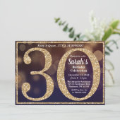 30. Geburtstag Glitzer Meilenstein Einladung (Stehend Vorderseite)