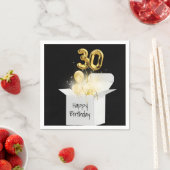 30. Geburtstag Gold Ballons in weißer Box Serviette (Beispiel)