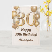 30. Geburtstag Gold Balloons und Confetti Geburtst Karte (Gelbe Blume)