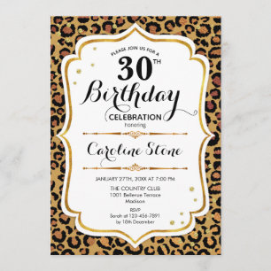 30. Geburtstag - Gold Leopard Print Einladung