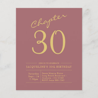 30. Geburtstag Gold Rosa Budget Einladung Flyer