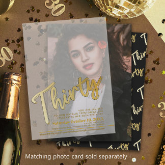 30. Geburtstag Gold-Skript-Text-Overlay Pergament Einladungen