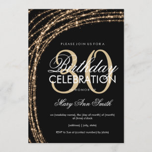 30. Geburtstag Gold Sparkling String Lights Einladung