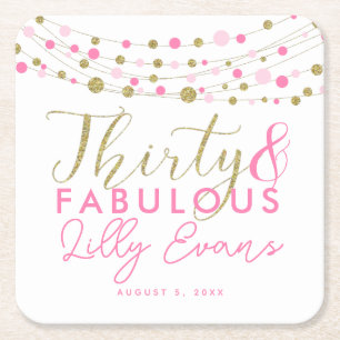 30. Geburtstag Gold und Rosa Untersetzer angepasst