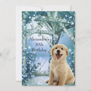 30. Geburtstag Golden Retriever Winter Blau Einladung