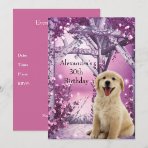 30. Geburtstag Golden Retriever Winter Rosa Einladung