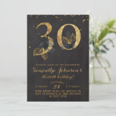 30. Geburtstag Goldene Blüte Einladung (Stehend Vorderseite)