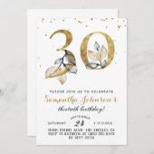 30. Geburtstag Goldene Blüte Einladung (Vorne/Hinten)