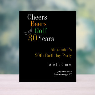 30. Geburtstag Golf Cheers Beers Black Gold Willko Acrylschild