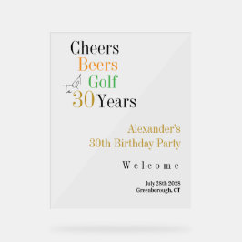 30. Geburtstag Golf Cheers Beers Party Begrüßungsz Acrylschild