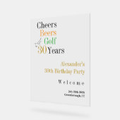 30. Geburtstag Golf Cheers Beers Party Begrüßungsz Acrylschild (Winkel)